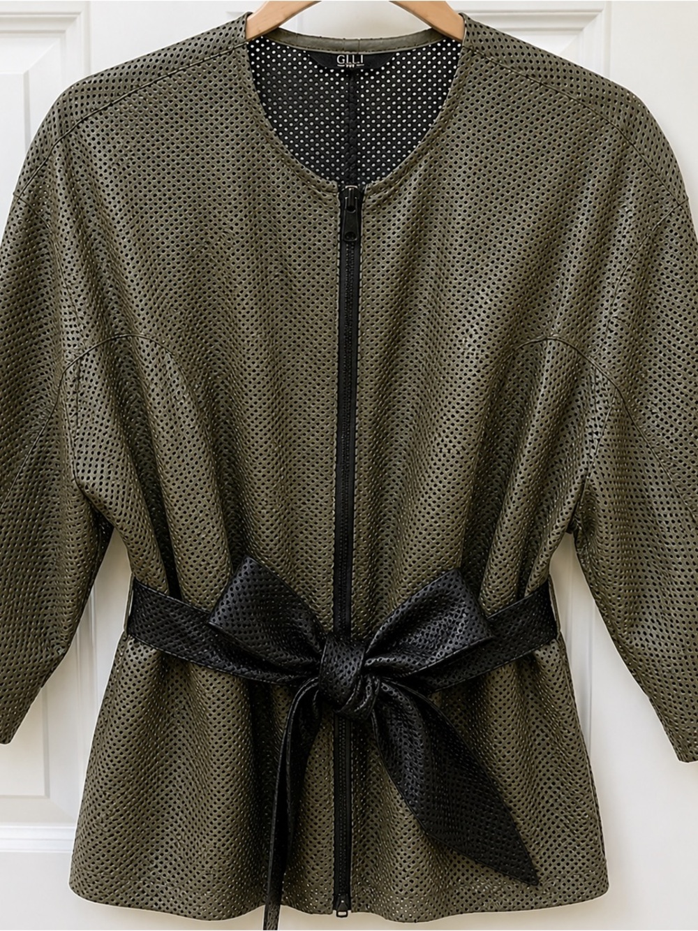 Faux Leather Perforated Blazer